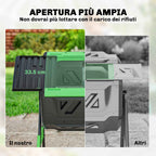 Outsunny 200L Double Chamber Home Composter with 8 Air Vents, PP and Metal, 94x67x98 cm, Green and Black