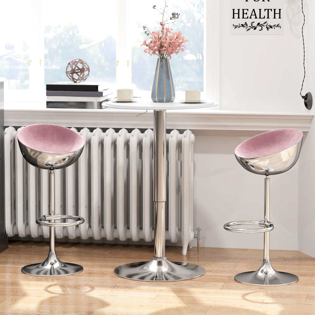 HOMCOM Round Bar Table Ø63 cm, Height Adjustable 67-93 cm with Metal Frame, 360° Rotatable Top, for Kitchen Dining Room, White