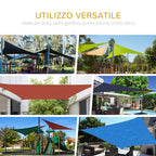 Anti-UV and Breathable Triangular Awning with D Hooks, in HDPE, 5x5x5 m, White and Blue - Borgè