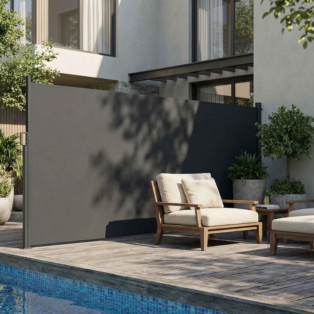 Outsunny Retractable Side Awning Waterproof and UV 50+, in Aluminum, Steel and Polyester, 420x185 cm, Dark Grey