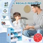 Toy Cabinet with 9 Removable Baskets in MDF and Fabric, 63x30x60cm, Blue