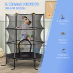 Children's Trampoline Ø1.6x1.9 m with Safety Net and Padded Poles, Ages 3-10 Years, Black