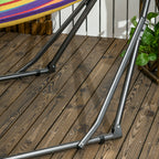 Outsunny Freestanding Hammock with Folding Stand, Cotton Lounger and Steel Frame, Multicolored