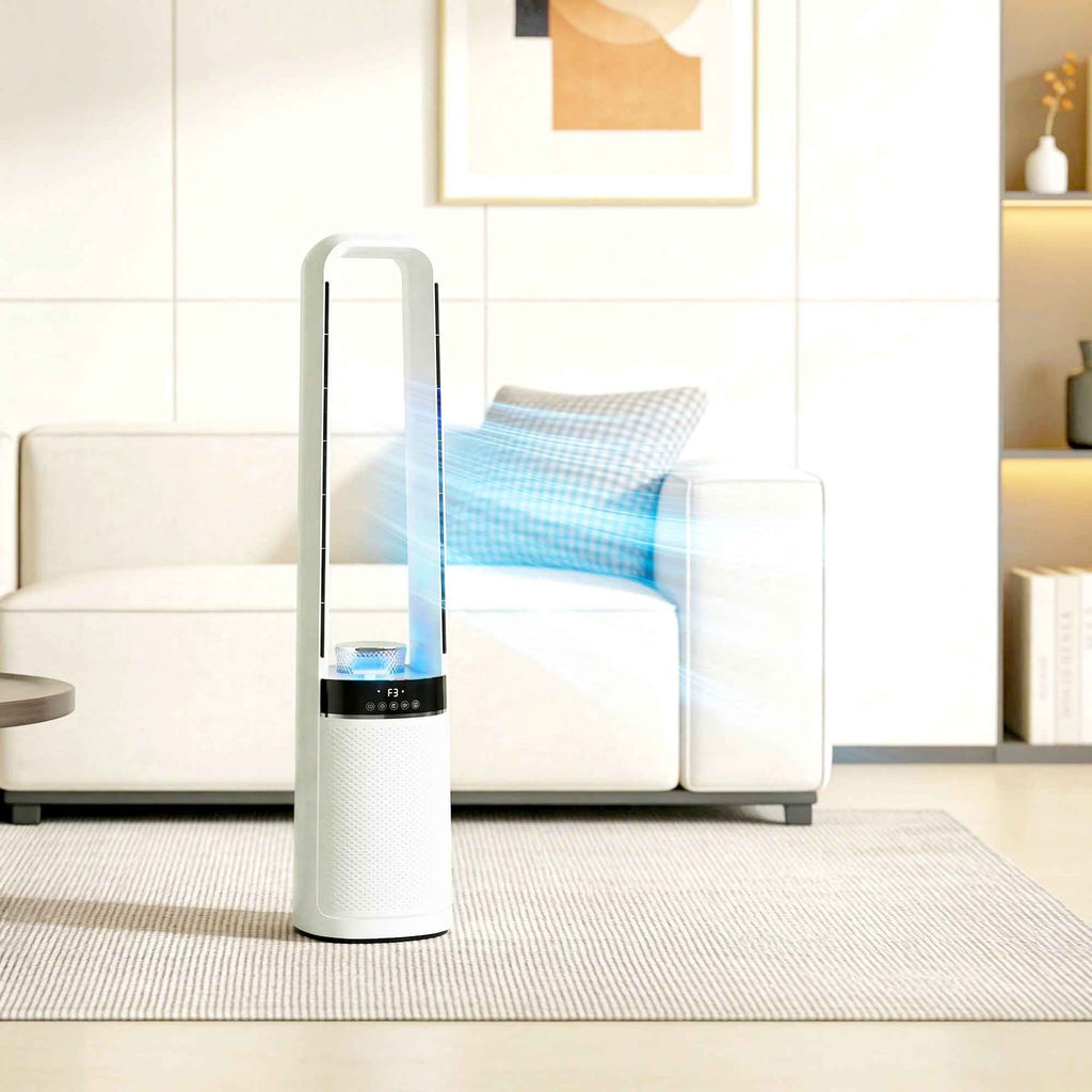 Bladeless Tower Fan, 36dB Quiet, 94cm, White, Bedroom