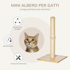Cat Scratching Post with 60cm High Sisal Pole and Chipboard Base, Beige