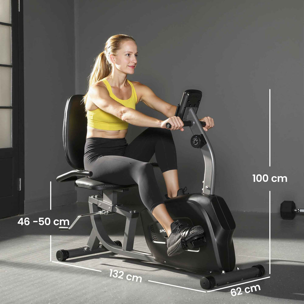 SPORTNOW Recumbent Home Exercise Bike with 8 Levels of Magnetic Resistance, Heart Rate Measurement, Adjustable Seat