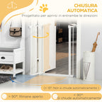 Dog Gate with Small Door, Pressure Fit and Self-Closing, 74-80x91.4cm, White