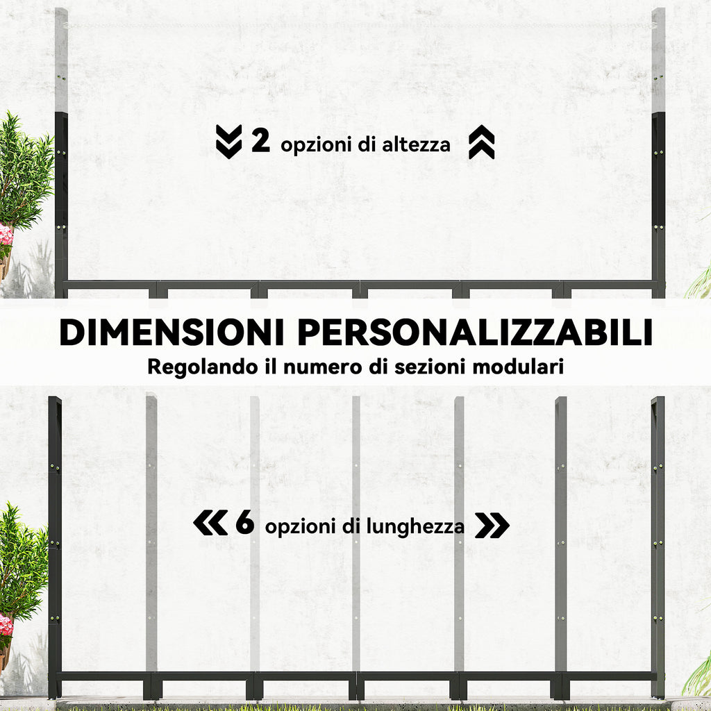 Outdoor Metal Firewood Shed with Waterproof Cover, 0.8m³ Capacity, Adjustable Frame, 235x31x116cm, Black