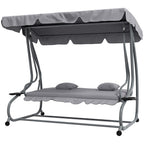 Swing Garden Bed with Adjustable Canopy and Trays, in Steel and Polyester, 200x120x164 cm, Gray - Borgè