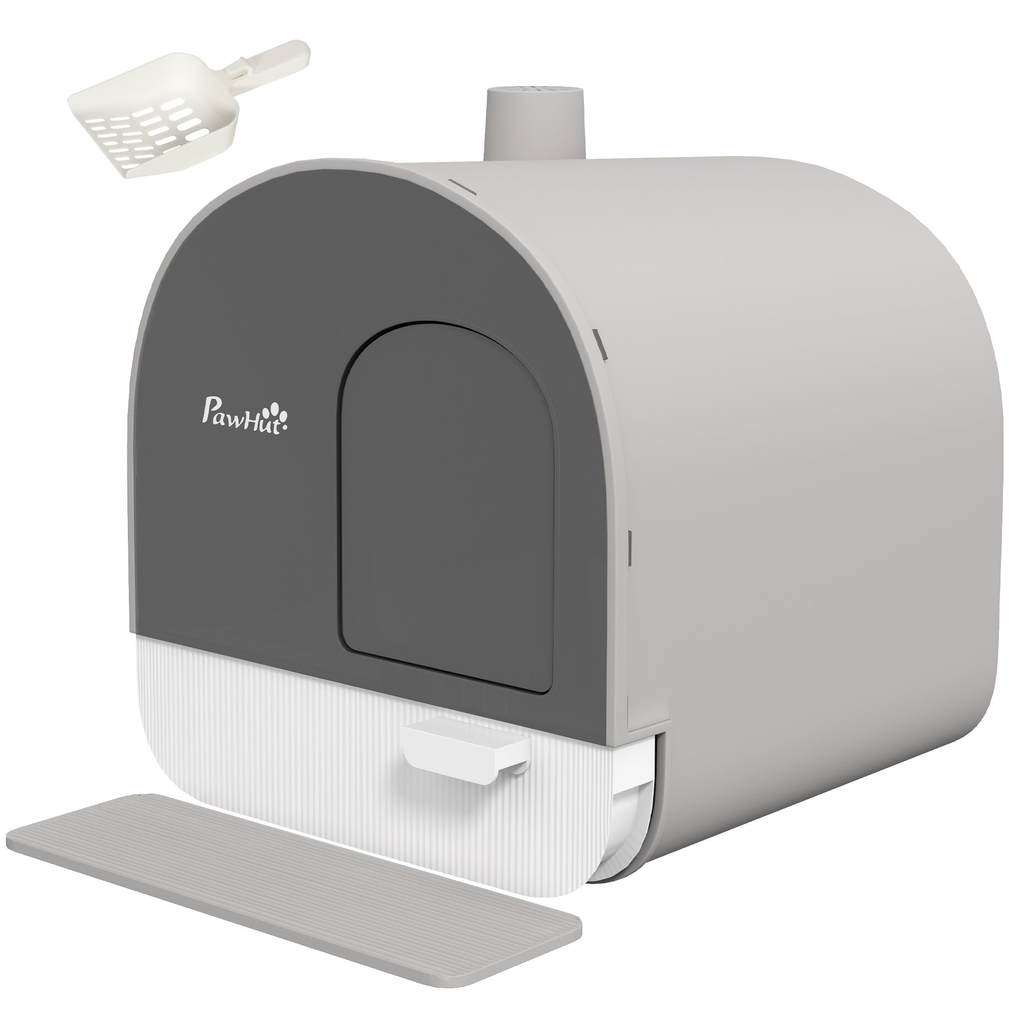 PawHut Closed Cat Litter Box with Filters, Scoop and Tray, PP Structure, 43x44x47cm, Gray - Borgè