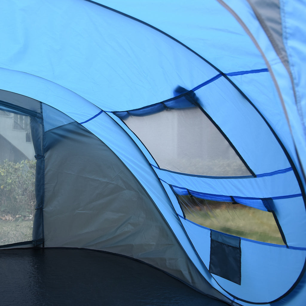 Outsunny 2-Person Pop-Up Camping Tent with 2 Doors, 4 Windows and Waterproof Tarp, 263.5x220x123 cm, Blue
