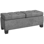 Fabric Storage Bench with Quilted Padding, 116x41x47cm, Grey