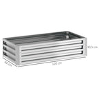 Outsunny Open Bottom Raised Garden Bed with Galvanized Steel Lining, 120x60x30.5 cm, Silver