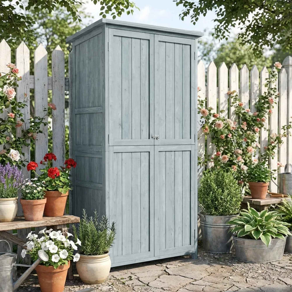 Outsunny Outdoor Storage Cabinet, Tool Shed with 2 Shelves