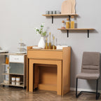 Folding Dining Table max 5 People in Chipboard and Steel, 84x180x100 cm, Wood Color