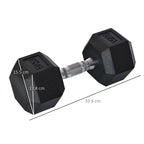 15 kg Hexagonal Dumbbell with Non-Slip Grip, Steel and Rubber, Ø15.5 x 33.6 cm, Black
