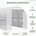Outsunny 4x2x2m Tunnel Greenhouse with Steel Frame and White Polyethylene Cover