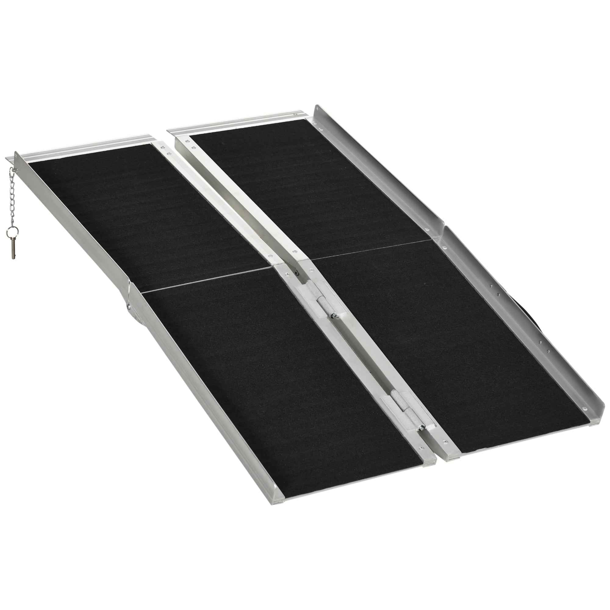 HOMCOM Folding Aluminum Wheelchair Ramp with Non-Slip Coating and Edges, 122 x 73.5 cm, Black