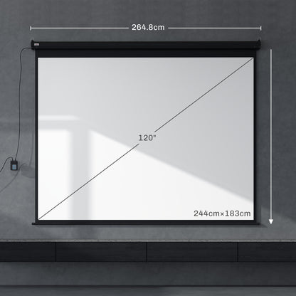 Projector Screen 120" 4:3 Format Adjustable with Remote Control, 244x183cm, Black