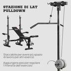 HOMCOM Fitness Bench with Leg Press, Squat Rack and Leg Extension, Steel and PU, 180x134x200 cm, Black and Silver