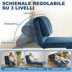 Folding Convertible Sofa Bed with Adjustable Backrest, Blue