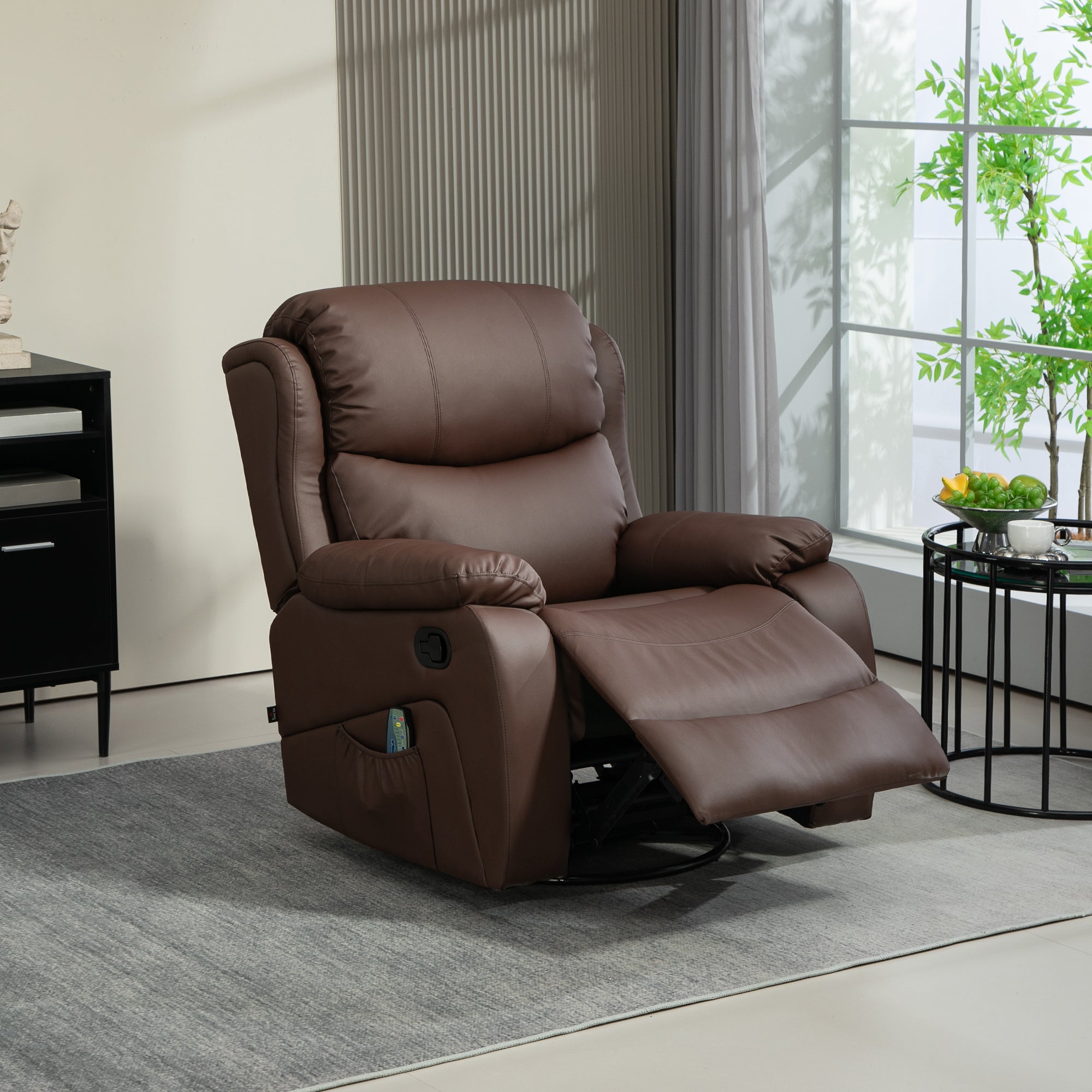 Reclining Relax Chair with 8 Massage Points, Heating and Footrest, 97x92X104 cm, Brown
