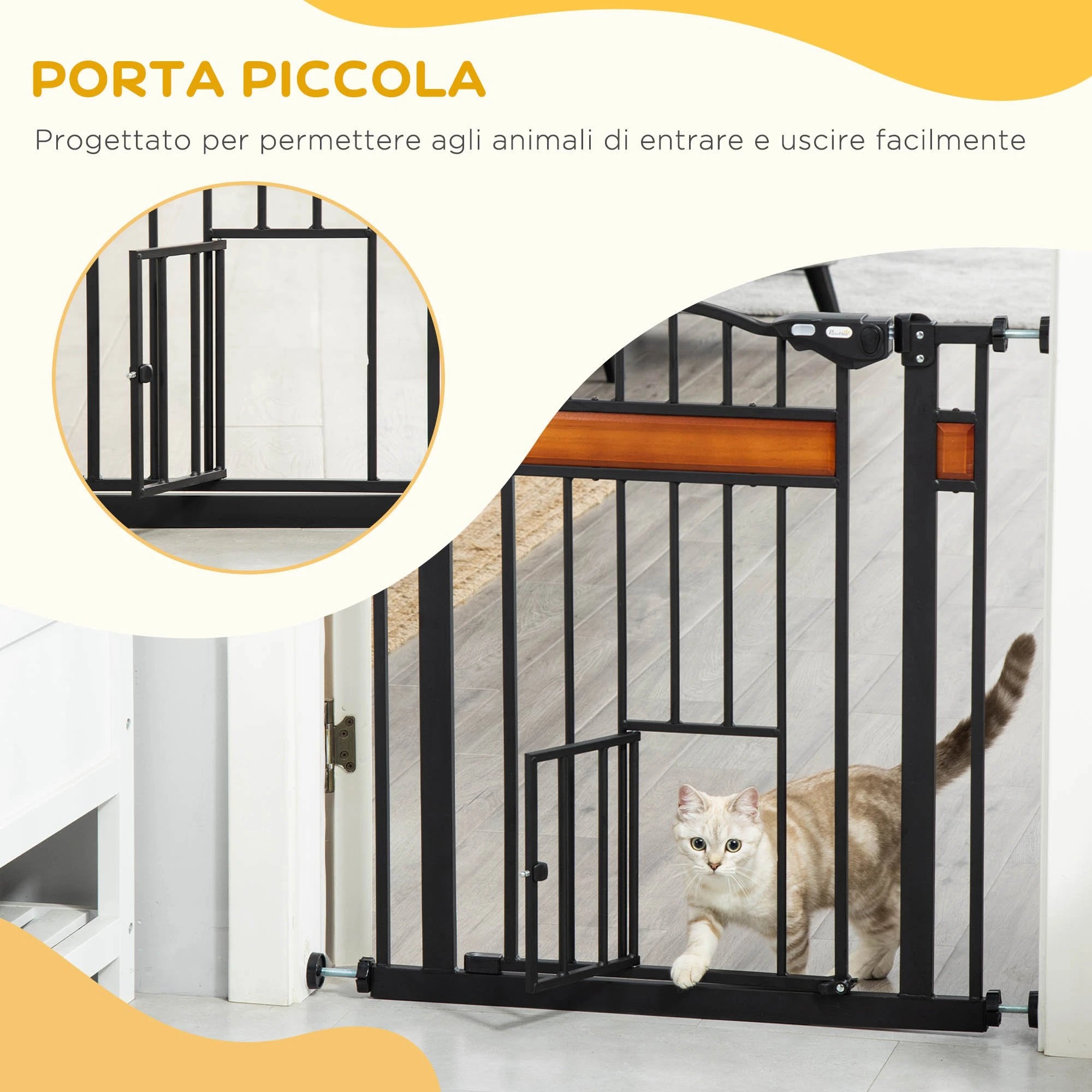 Push Fit Dog Gate, Extendable 74-80cm with Automatic Closure, Black - Borge' Group Limited
