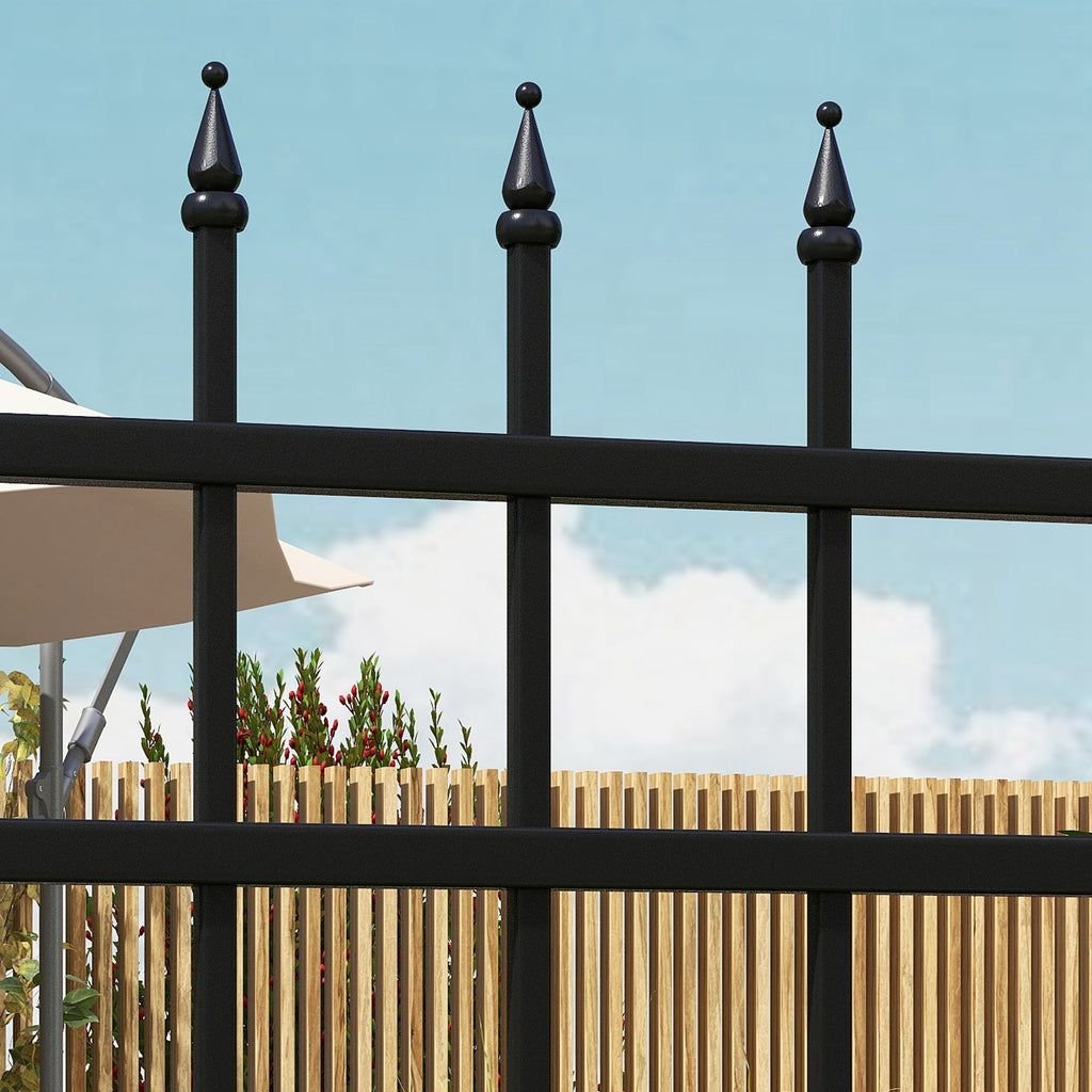 Safety Gate with Lock, 3 Keys and 2 Posts, in Galvanized Steel, 107x204 cm, Black