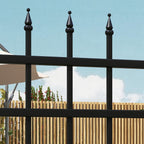 Safety Gate with Lock, 3 Keys and 2 Posts, in Galvanized Steel, 107x204 cm, Black