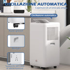 HOMCOM Portable Air Conditioner 1250W with 5 Modes and 24h Timer, 35.5x35x70 cm, White - Borgè