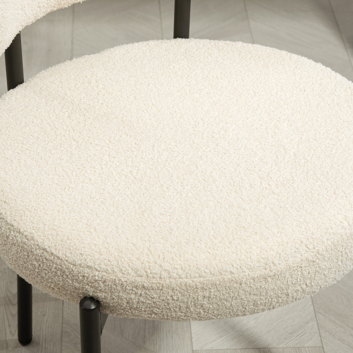 HOMCOM Set of 2 Sherpa Fabric Dining Chairs, Kitchen Chairs with Steel Legs, Padded Kitchen Chair