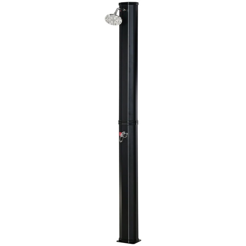 55° Heated Solar Shower for Outdoor Use with 35 Liter Tank and Mixer Tap, Black - Borge' Group Limited