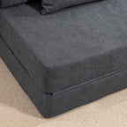 HOMCOM Folding Sofa Bed Convertible to Chaise Longue with Mattress, 80x80x64 cm, Dark Grey