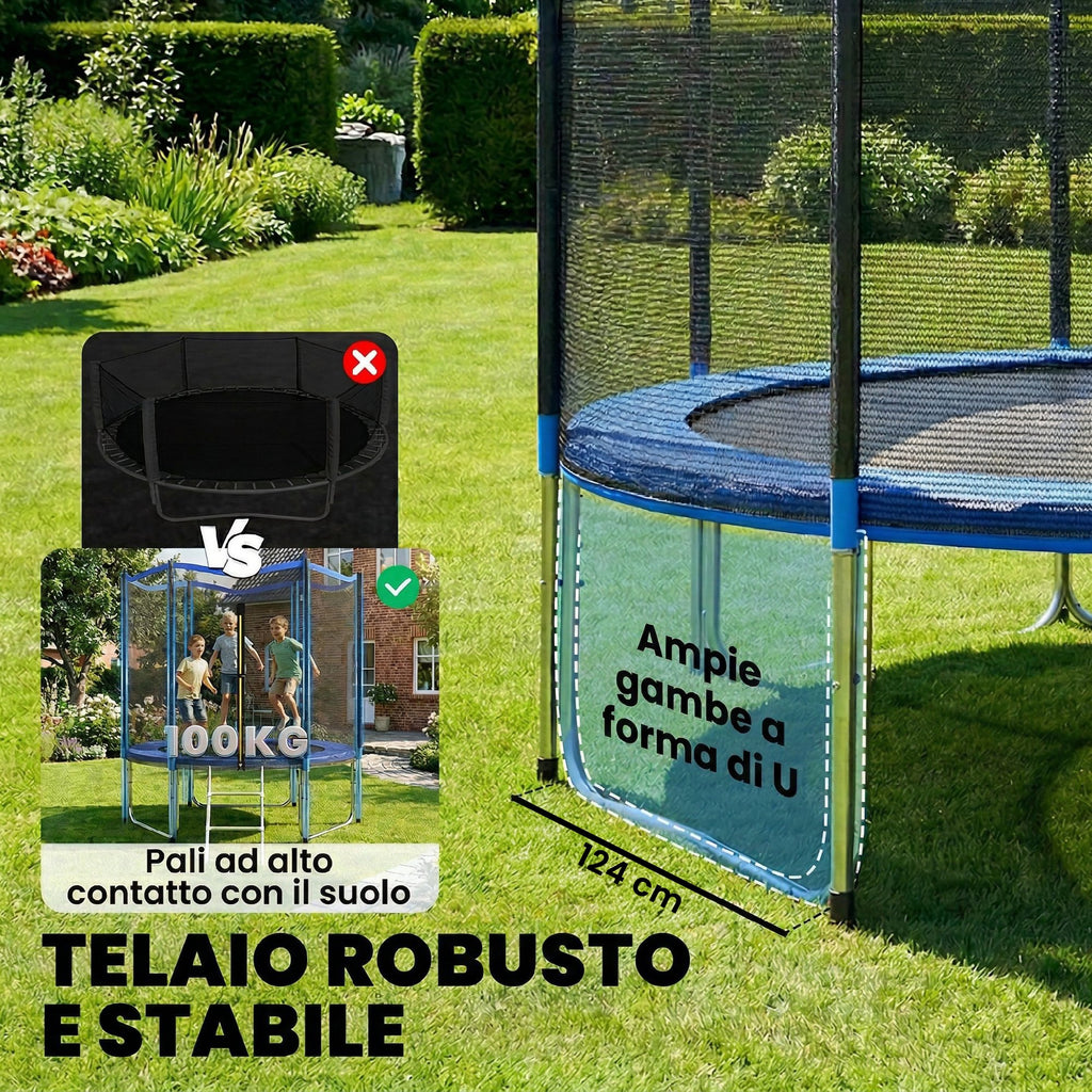 SPORTNOW 244cm Trampoline, Safety Net Included, Access Ladder