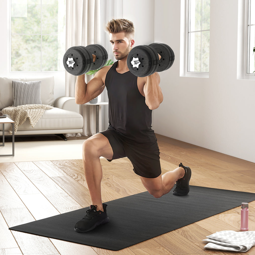 30kg Dumbbell Weight Set (8x2.5kg, 4x1.5kg) with 12 Discs and 2 x 2kg Dumbbells, 43x18x7.5cm, Black