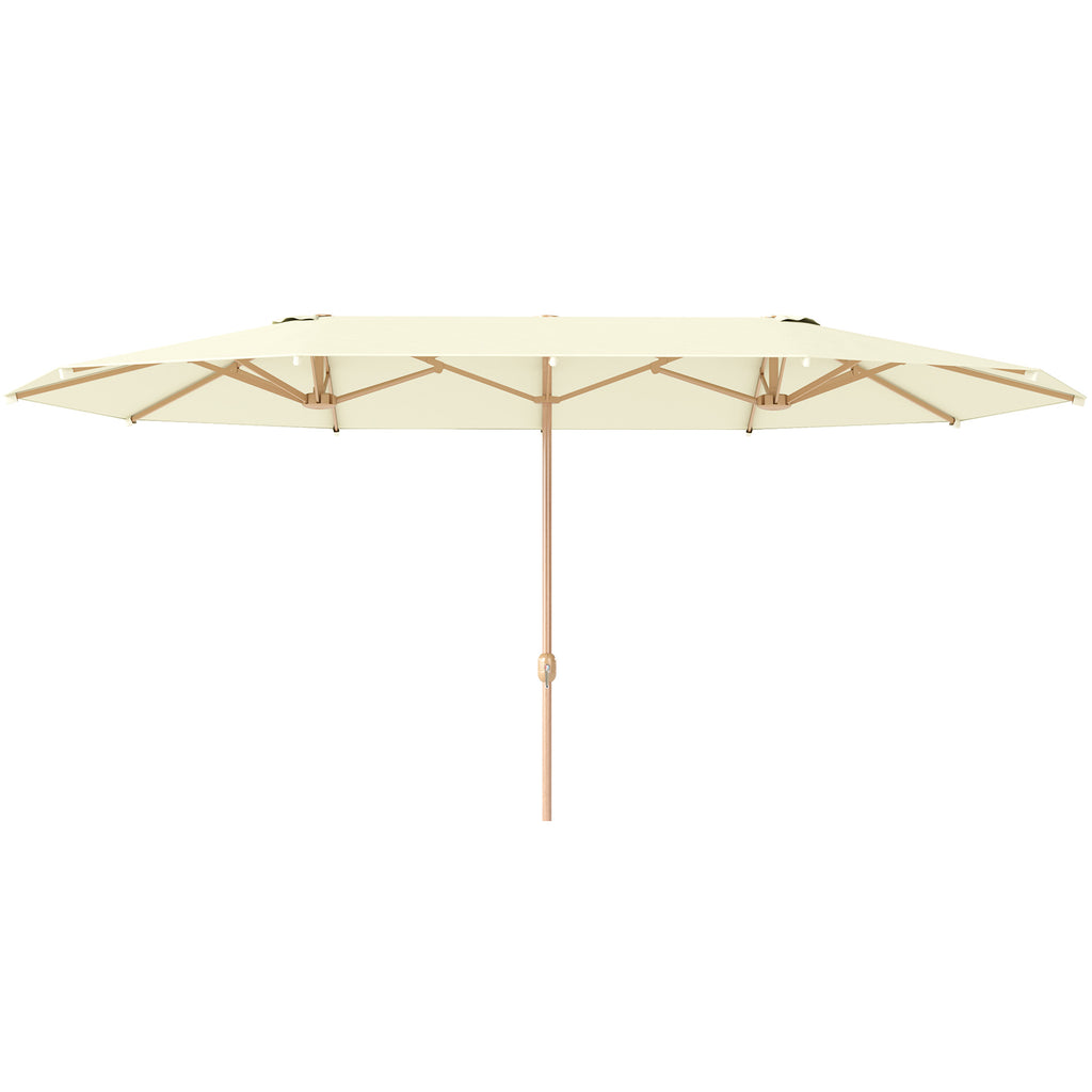 Double Umbrella with Crank Opening, in Stainless Steel and Polyester, 455x265x238 cm, Beige