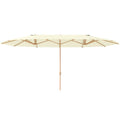 Double Umbrella with Crank Opening, in Stainless Steel and Polyester, 455x265x238 cm, Beige