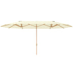Double Umbrella with Crank Opening, in Stainless Steel and Polyester, 455x265x238 cm, Beige