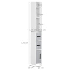 kleankin Bathroom Column with Shelves and Cabinets, Space-Saving Tall Wooden Cabinet 15x17x120cm, White and Grey