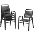 Outsunny Set of 4 Stackable Garden Chairs with High Backrest and Armrests, in PP and Steel, 56x66x91 cm, Black
