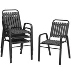 Outsunny Set of 4 Stackable Garden Chairs with High Backrest and Armrests, in PP and Steel, 56x66x91 cm, Black