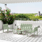 5 Piece Slatted Garden Set with Sofa, 2 Armchairs and 2 Coffee Tables in Green Polypropylene