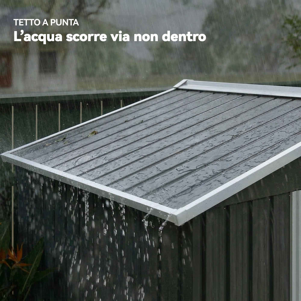 Outsunny Steel Garden Shed with 2 Sliding Doors, Black, 2.6 m²