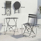 Outsunny Outdoor Bistro Set, Folding Garden Furniture with Table and 2 Chairs, Black.
