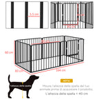 PAWHUT FENCE FOR 6 DOGS with 6 modular and outdoor modular panels, in steel, 164x83x60 cm, black - Borgè