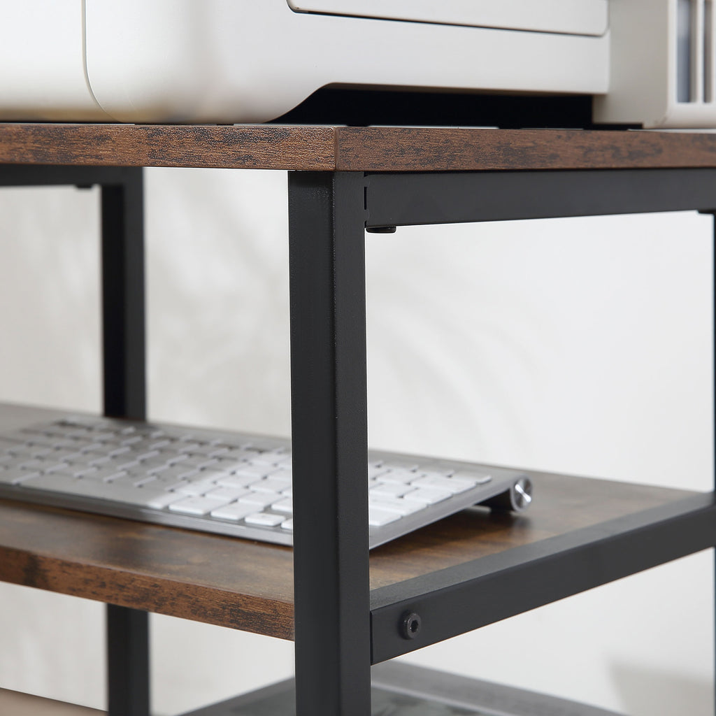 Industrial Corner Desk with 3-Tier Bookshelf, 135 x 90 x 79 cm, Brown and Black