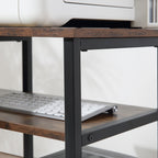 Industrial Corner Desk with 3-Tier Bookshelf, 135 x 90 x 79 cm, Brown and Black