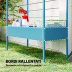Outsunny 2-Tier Metal House Plant Stand with Hook, 75x35x150cm, Blue and Green