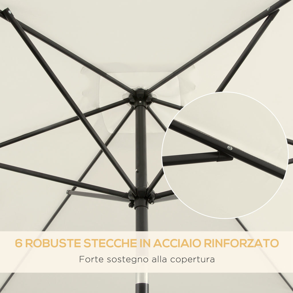Outsunny 2x3m Rectangular Umbrella, in Aluminum, Metal and Polyester with Adjustable Angle, Cream White and Black