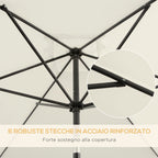 Outsunny 2x3m Rectangular Umbrella, in Aluminum, Metal and Polyester with Adjustable Angle, Cream White and Black